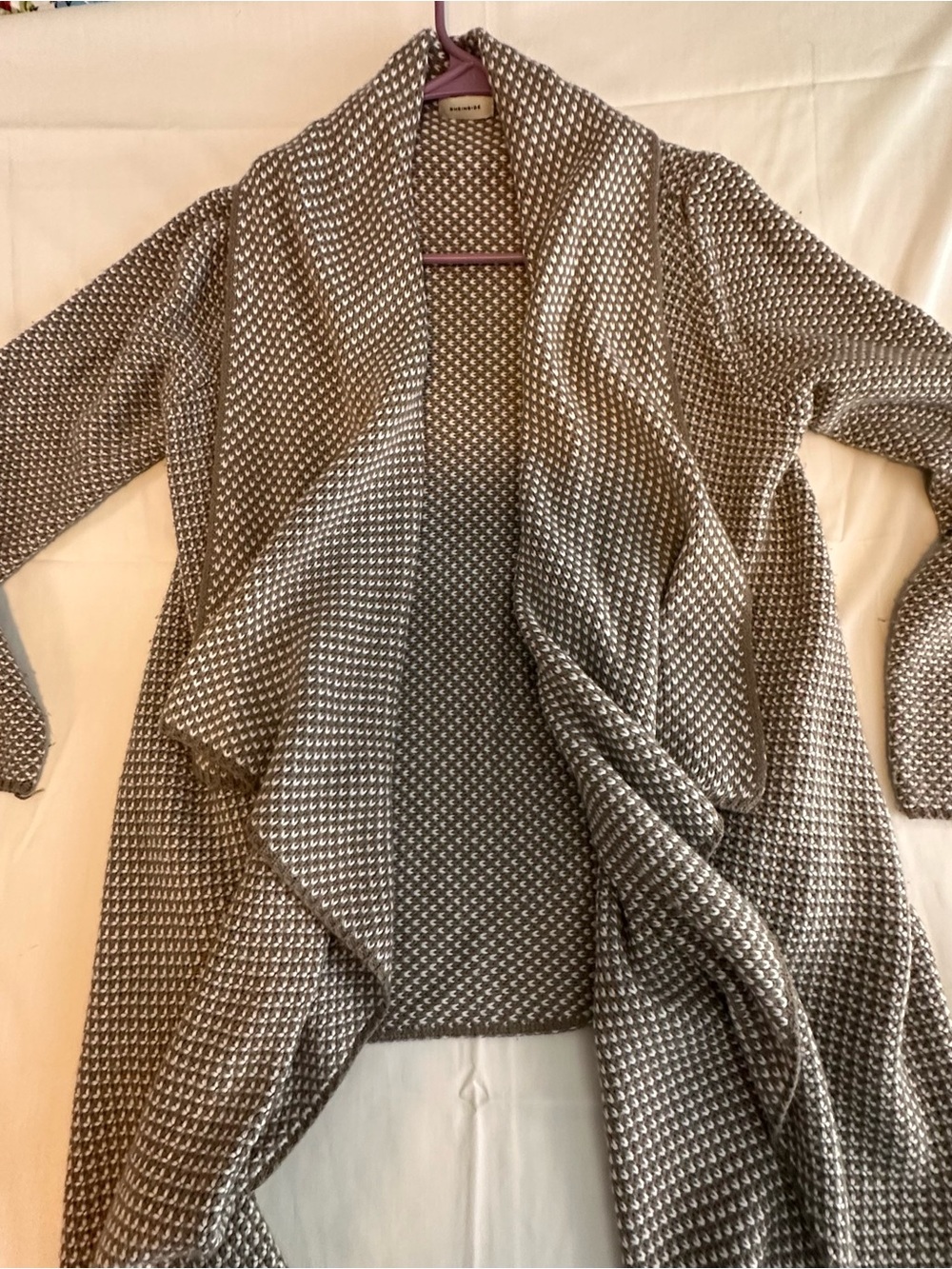 SHEIN Gray Open-Front Draped Knit Cardigan